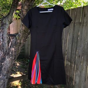 BLACK DRESS W/ RAINBOW LEG